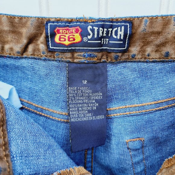 Route 66 Women Stretch Fit Jeans Size 12 Brown Velvet Faded /Distressed Design - Picture 9 of 10